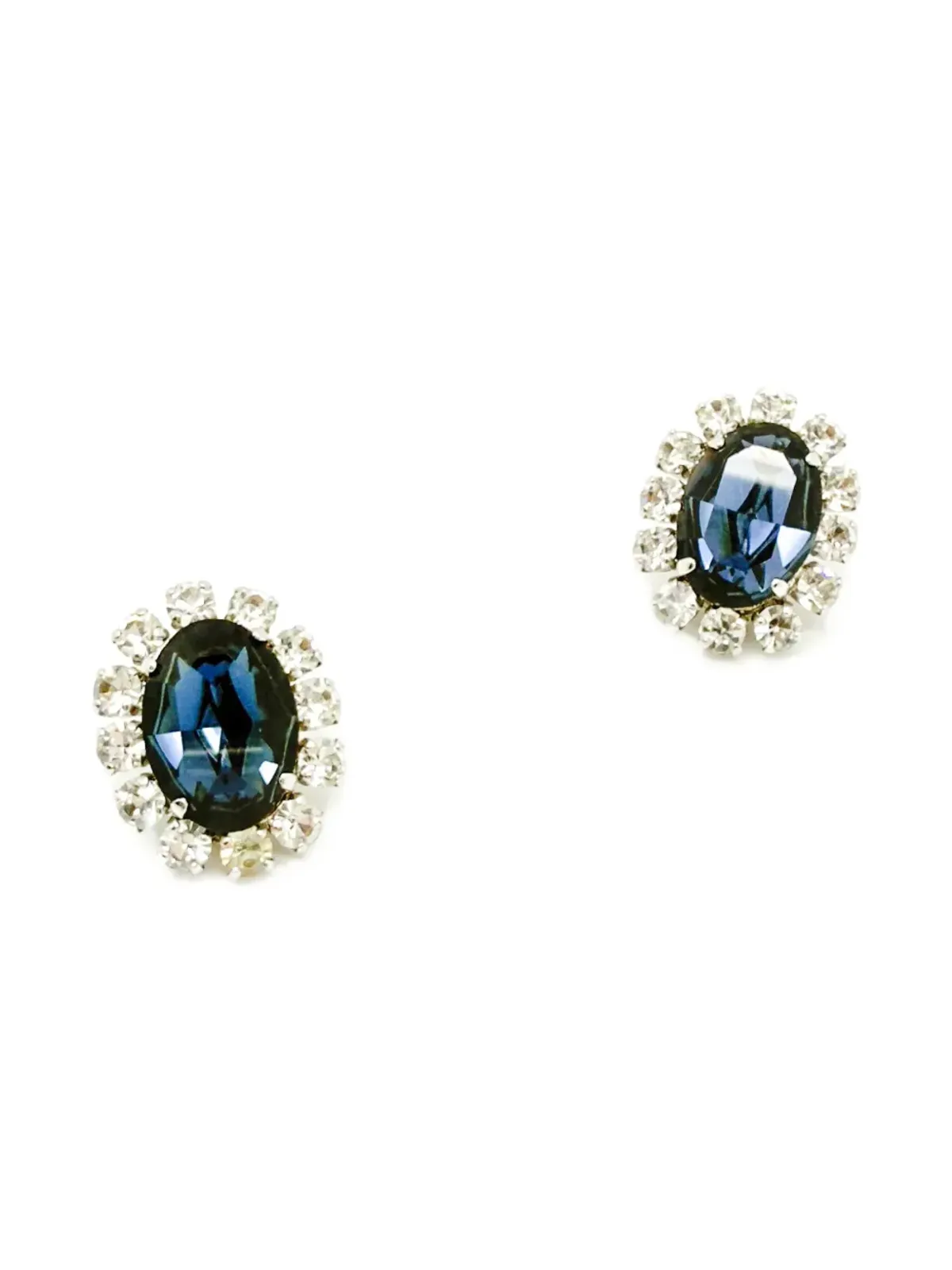 Christian Dior Pre-Owned ビンテージ 1968年 サファイア・ペーストストーン クリップオン イヤリング - 画像2
