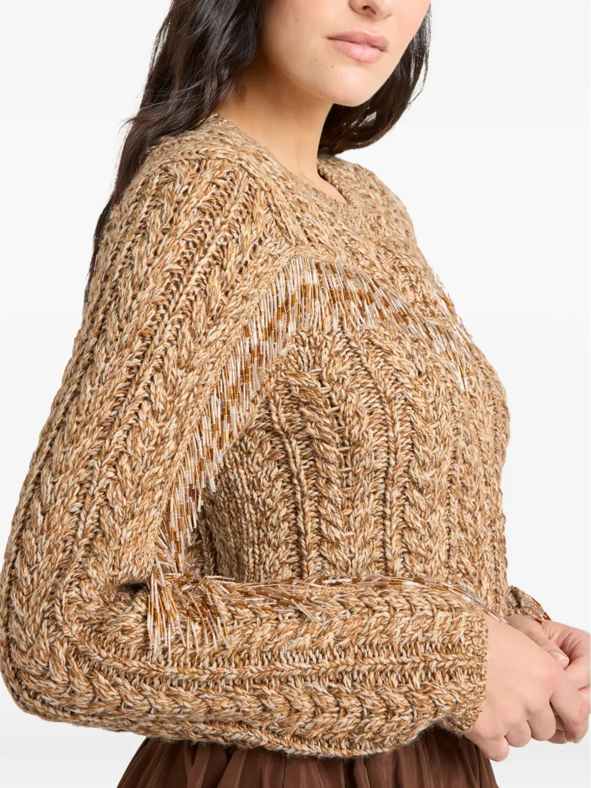 Cinq A Sept Lisabeth bugle-fringed セーター - 画像5