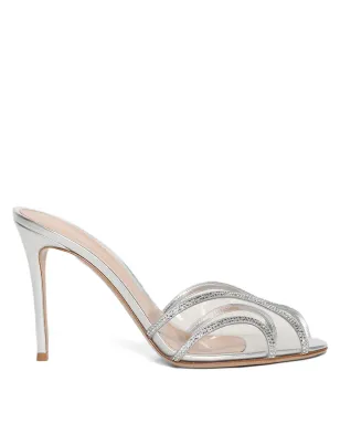 Gianvito Rossi ピープトゥー・ヒール クリスタル付き（シルバー） - サムネイル1