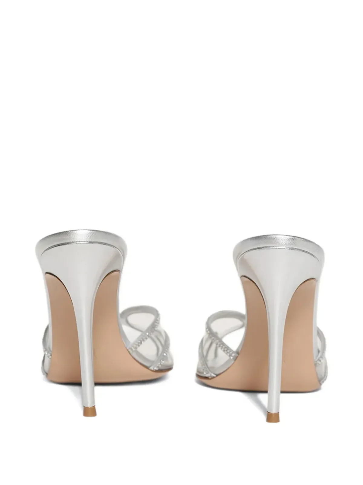 Gianvito Rossi ピープトゥー・ヒール クリスタル付き（シルバー） - 画像2