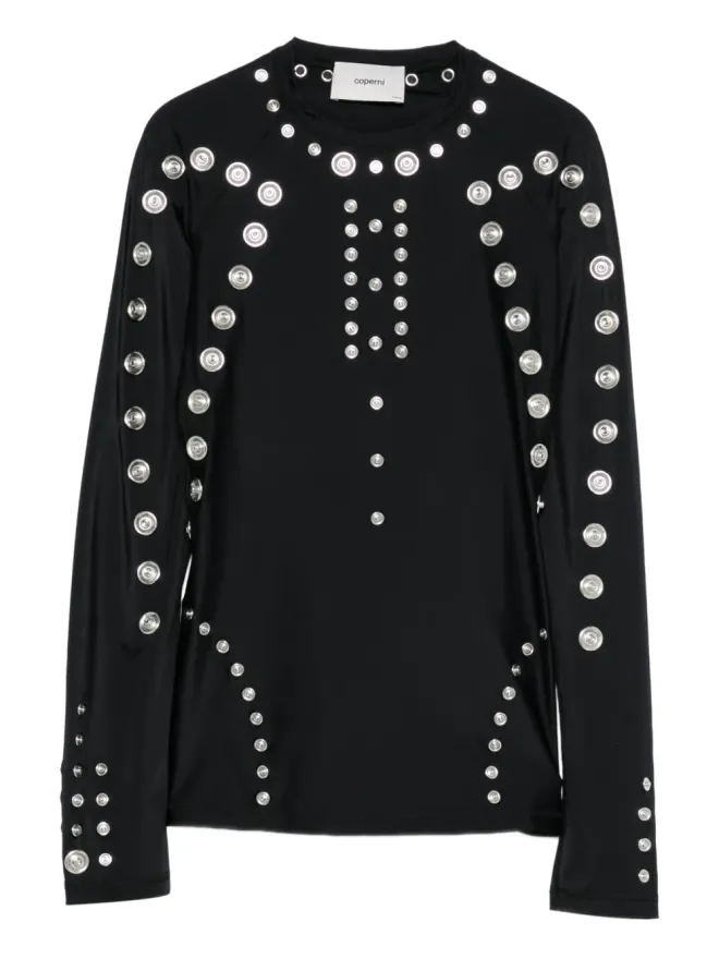 Coperni Coperni metal-embellished long-sleeve t-shirt - Blackの商品画像