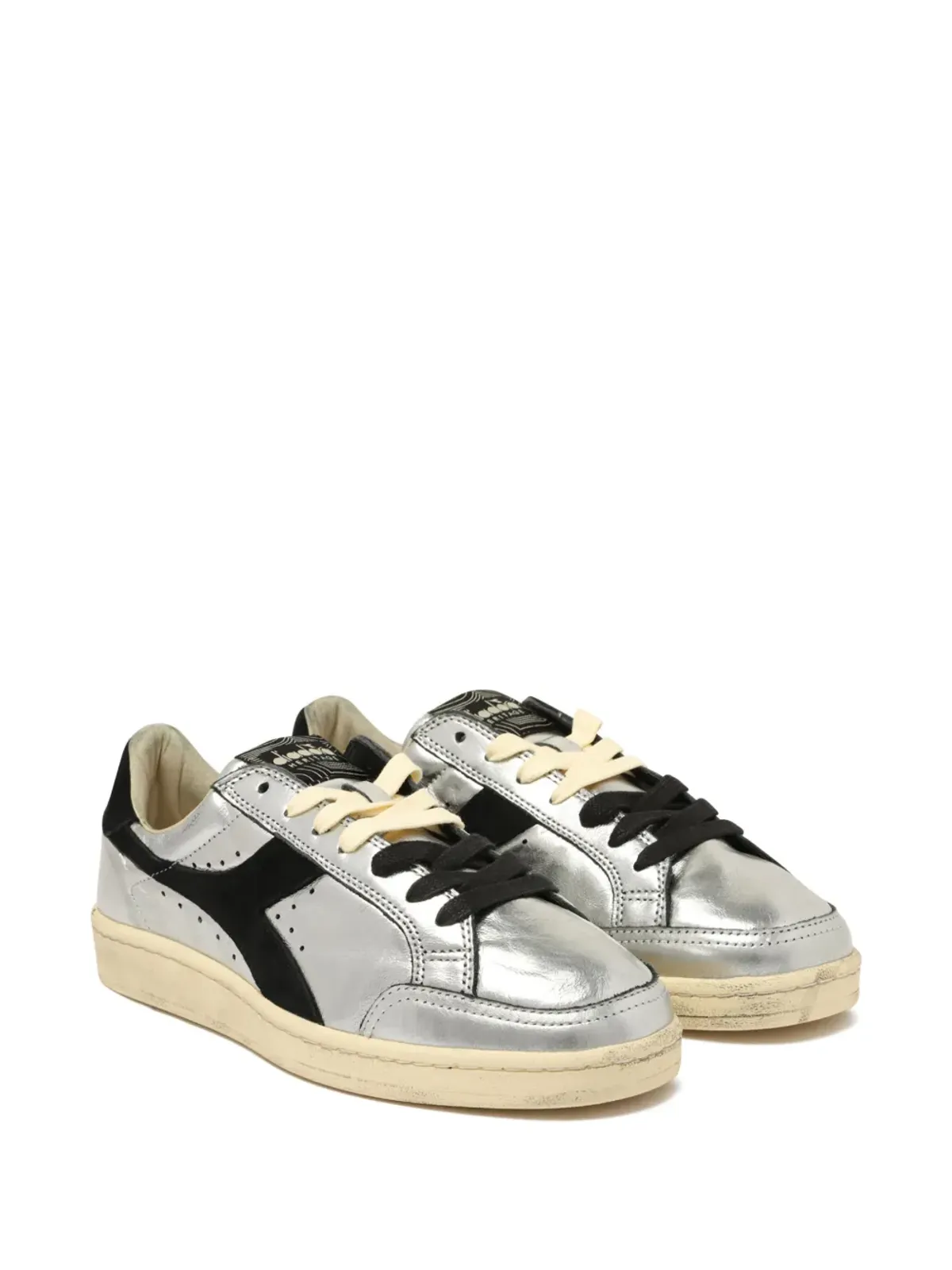Diadora メタリックレザー パネルスニーカー - 画像2