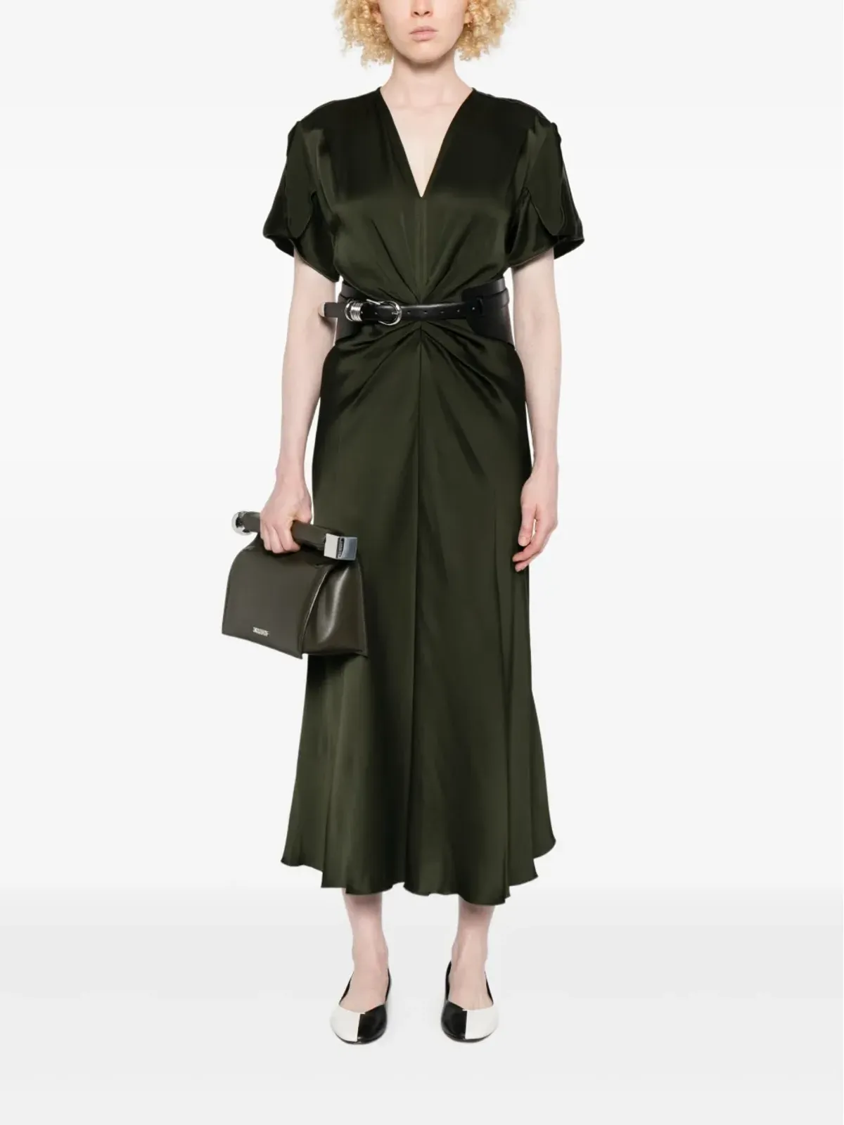 Victoria Beckham ツイストVネック ミディドレス - 画像2