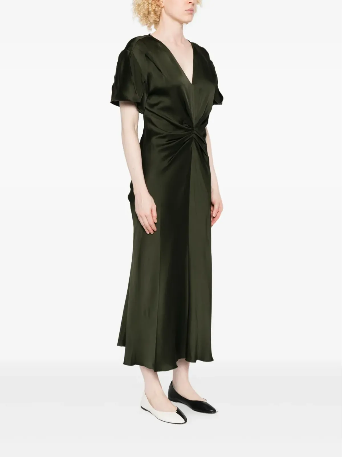 Victoria Beckham ツイストVネック ミディドレス - 画像3