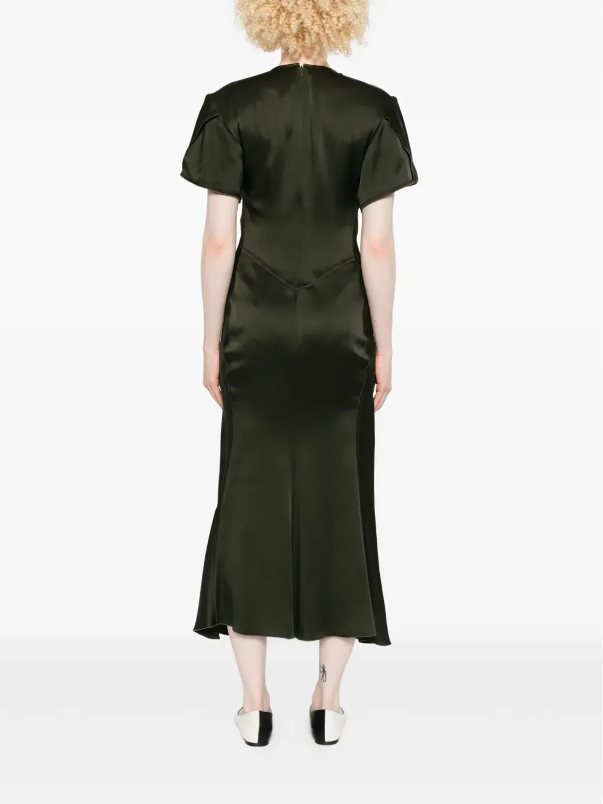 Victoria Beckham ツイストVネック ミディドレス - 画像4