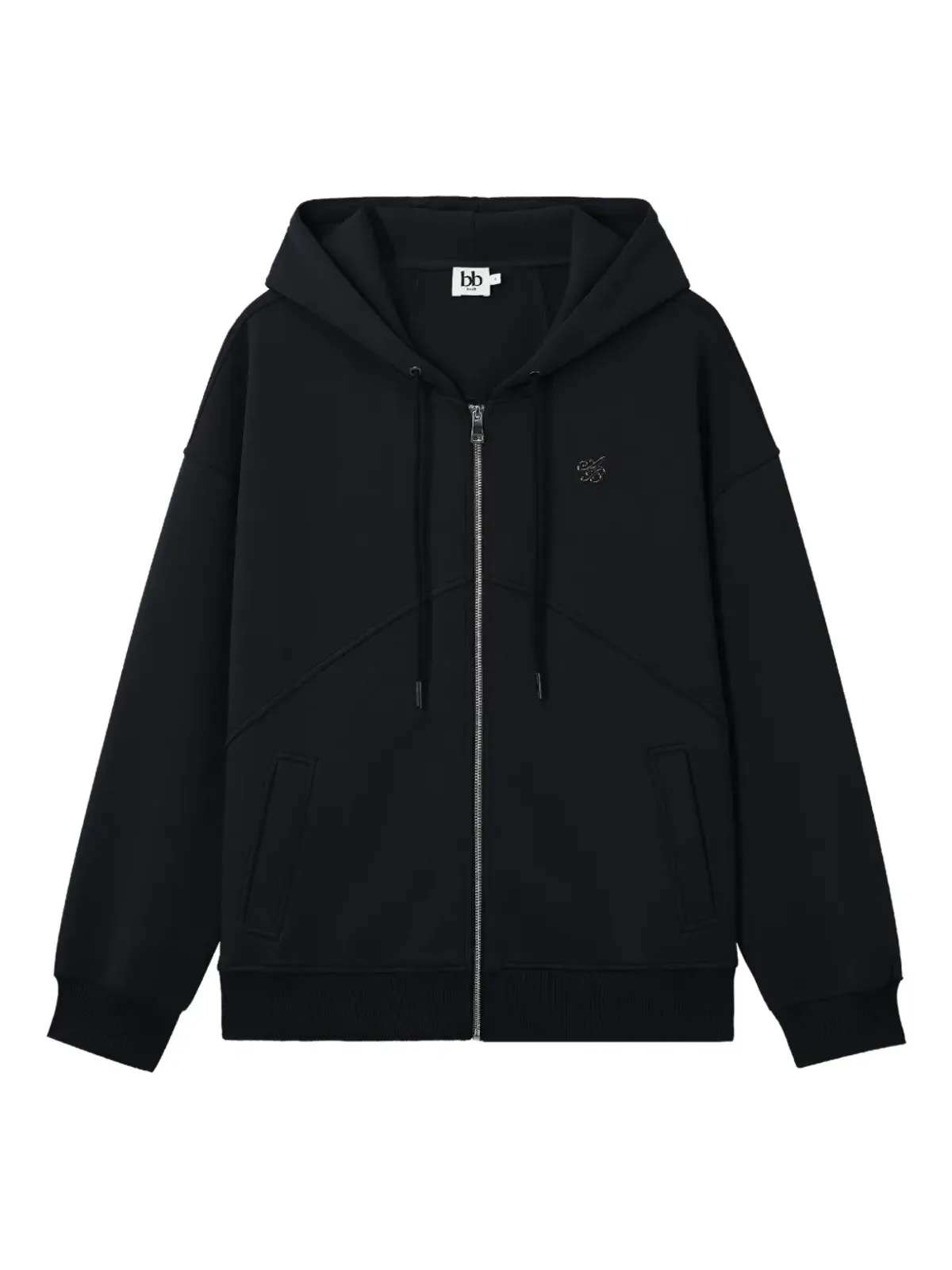 b+ab zip-front logo-detail hoodie - Black - 画像1