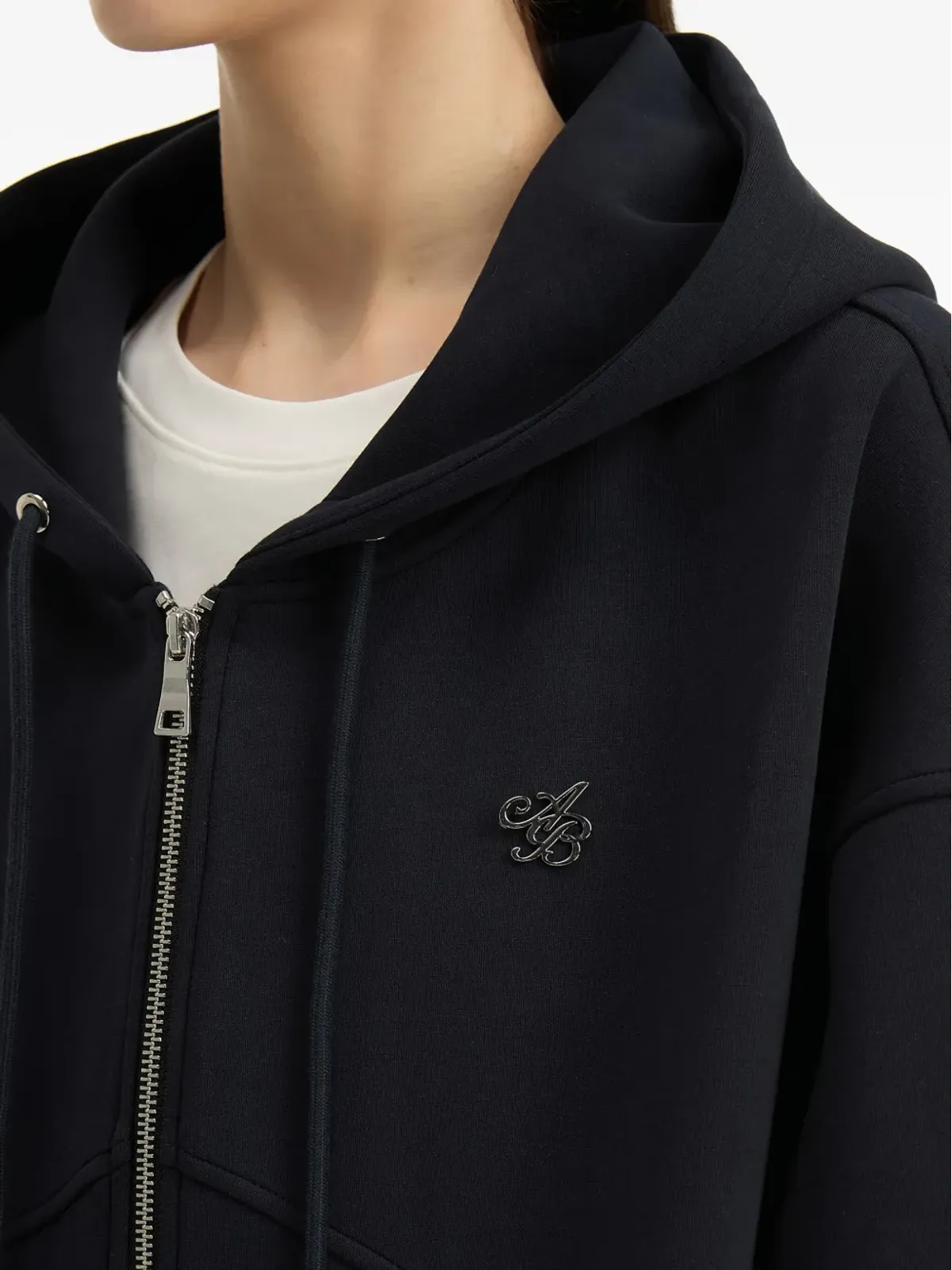 b+ab zip-front logo-detail hoodie - Black - 画像5