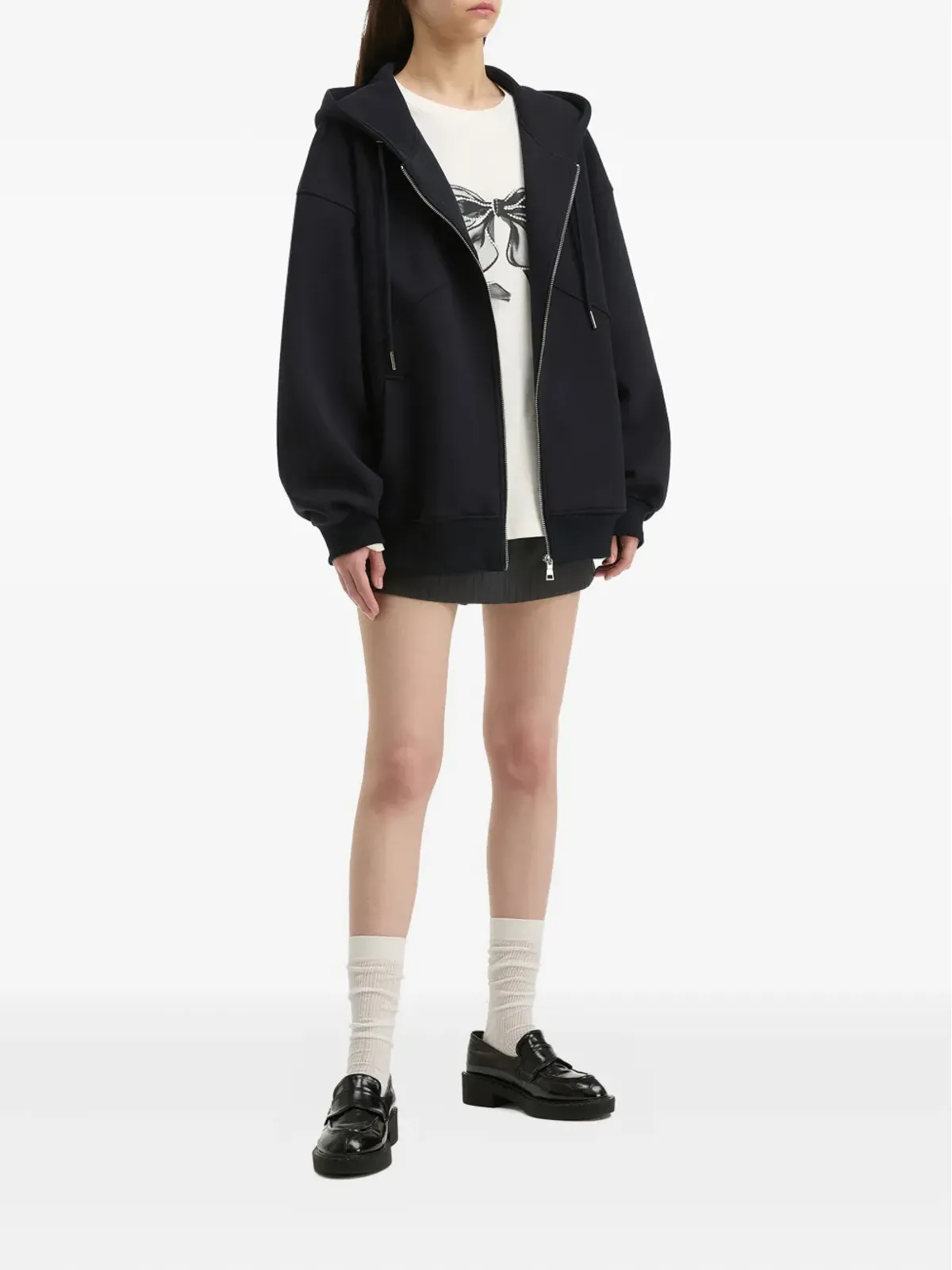 b+ab zip-front logo-detail hoodie - Black - 画像2