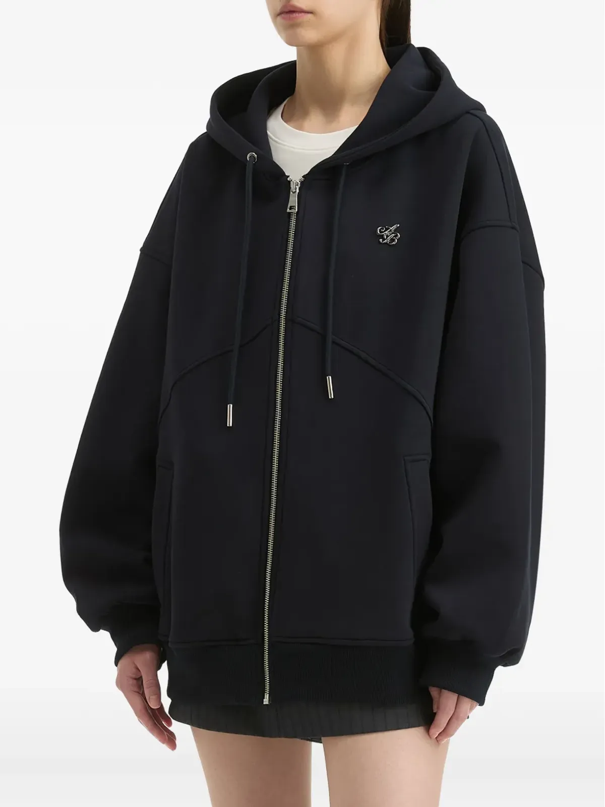 b+ab zip-front logo-detail hoodie - Black - 画像3