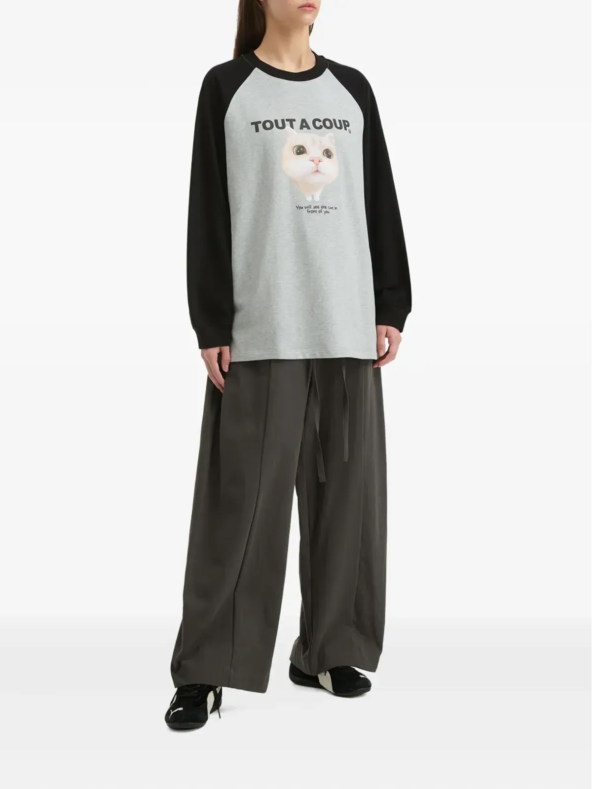 tout a coup 猫プリントTシャツ - 画像2