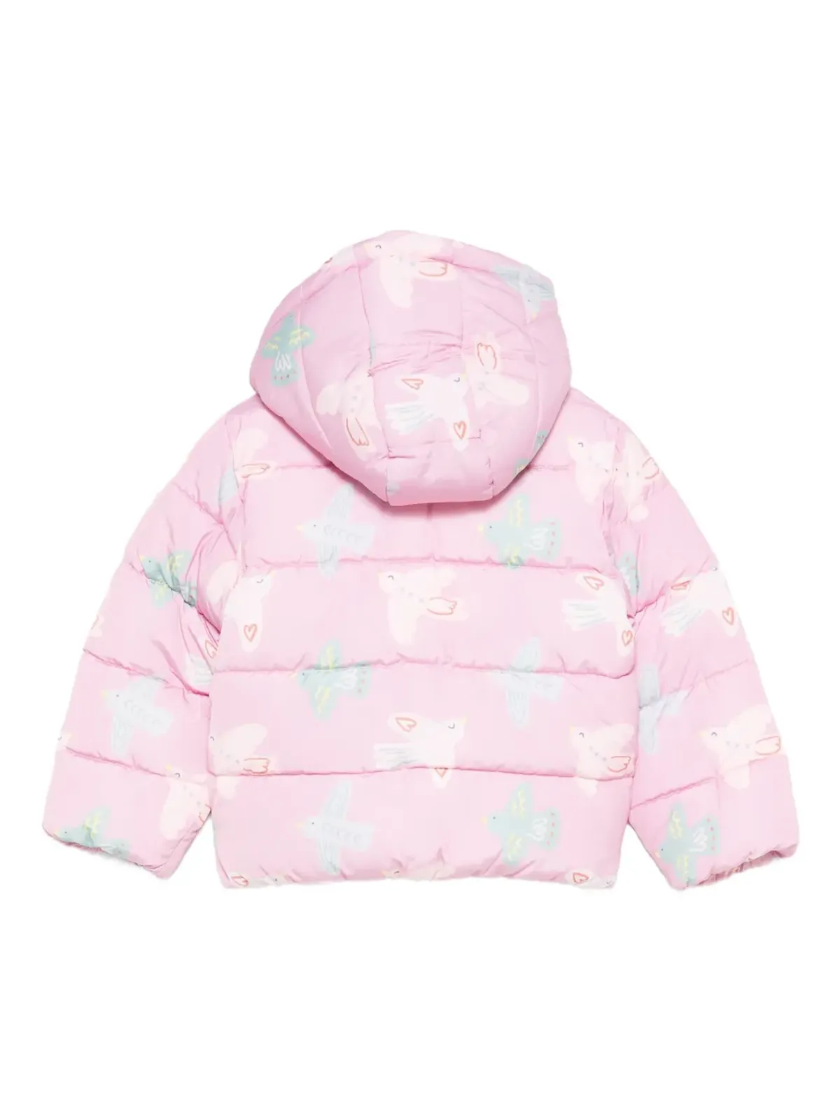 Stella McCartney Kids 鳥プリントのピンクのキルティングジャケット - 画像2
