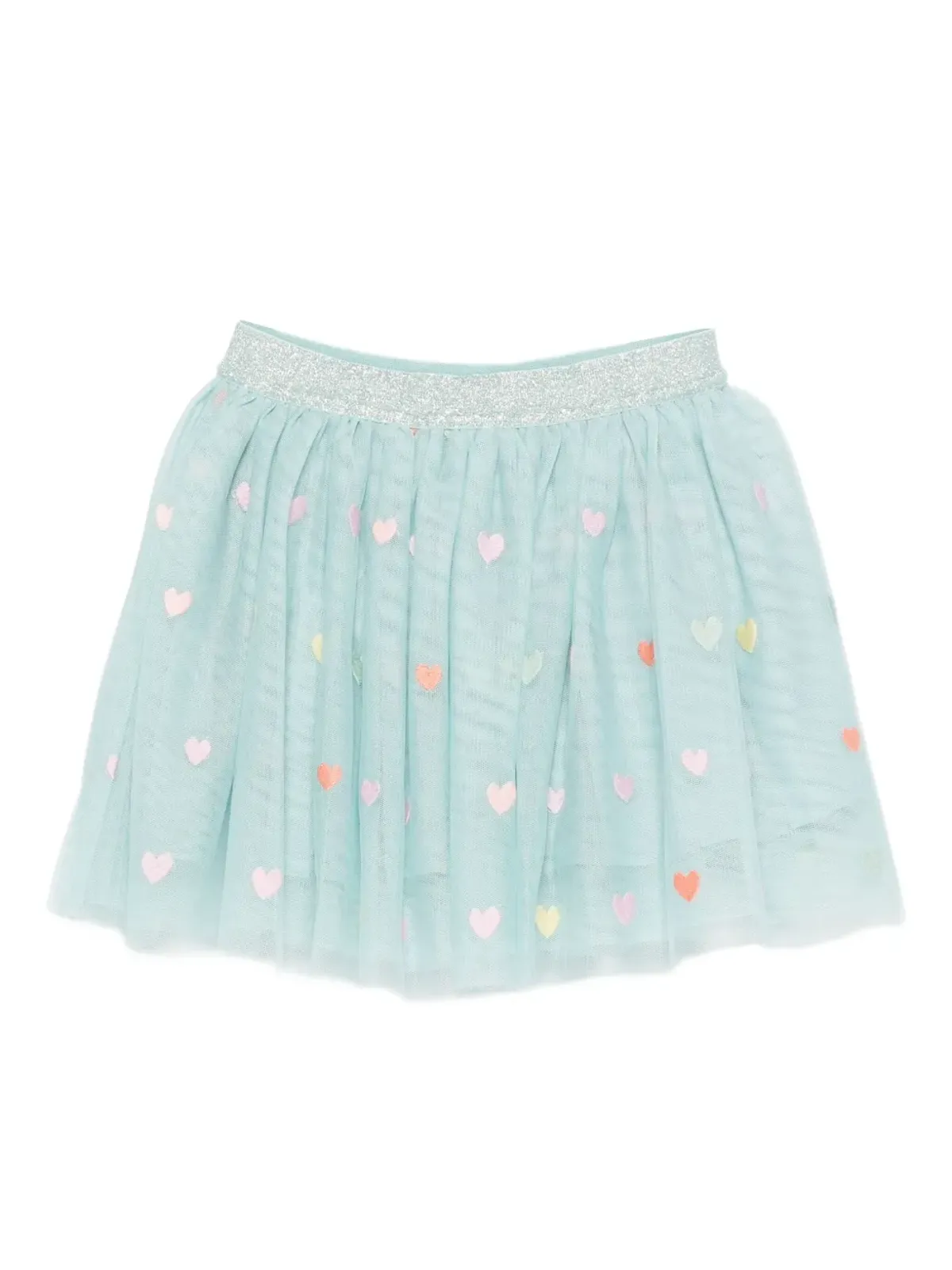 Stella McCartney Kids グリッターウエスト ハート刺繍 チュールスカート ブルー - 画像1