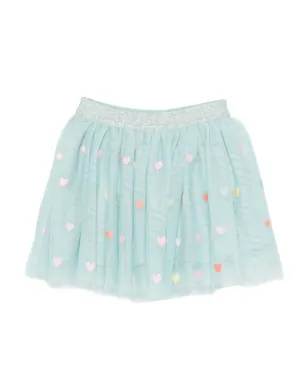 Stella McCartney Kids グリッターウエスト ハート刺繍 チュールスカート ブルー - サムネイル1