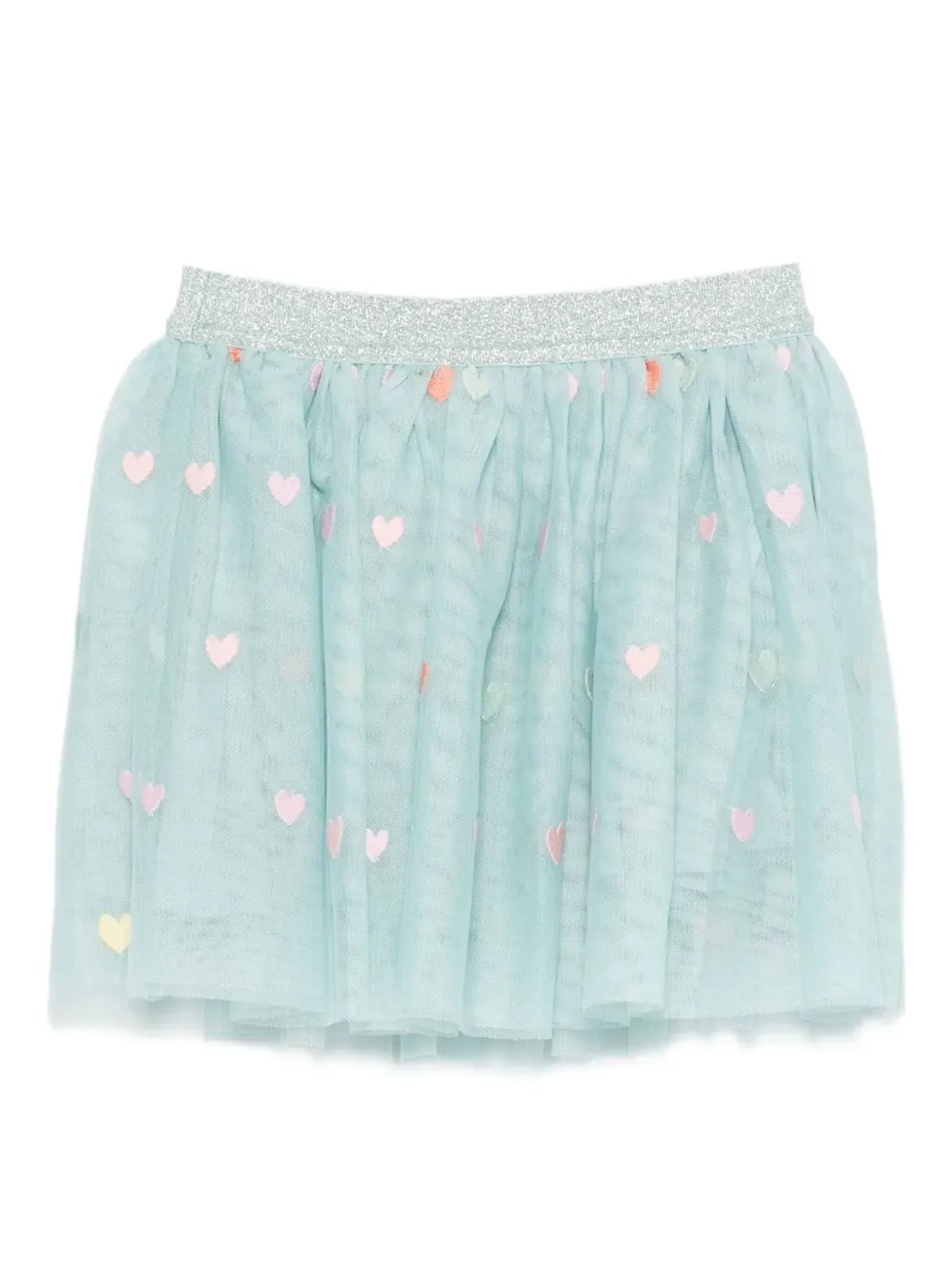 Stella McCartney Kids グリッターウエスト ハート刺繍 チュールスカート ブルー - 画像2