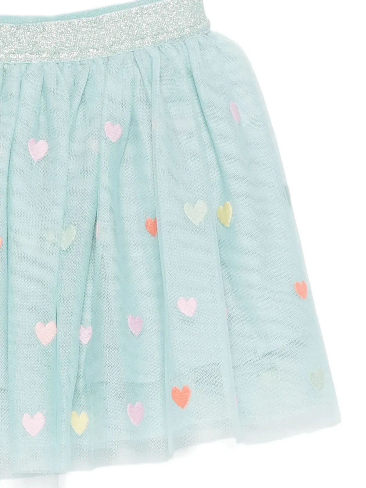 Stella McCartney Kids グリッターウエスト ハート刺繍 チュールスカート ブルー - 画像3