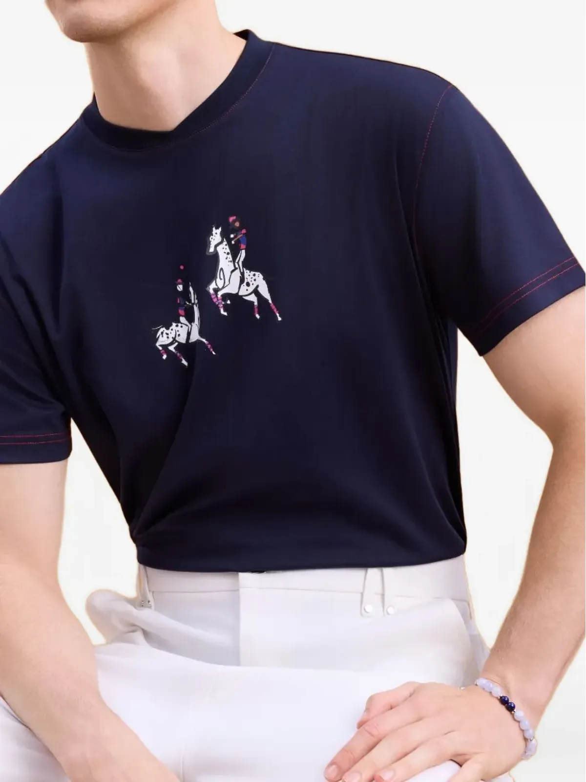 Shanghai Tang 騎馬モチーフプリント コットン Tシャツ - 画像3