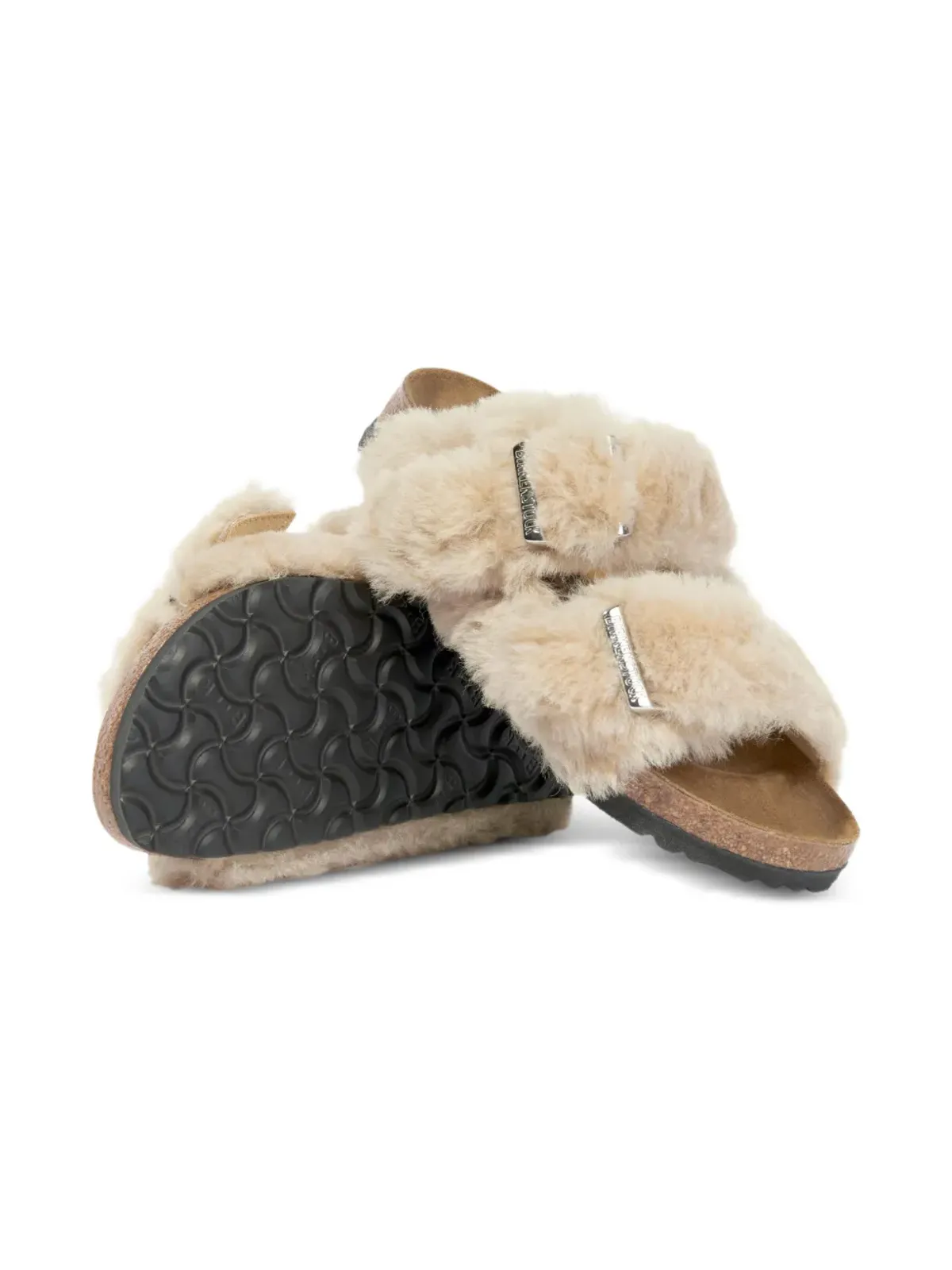 Birkenstock Kids ファー付きバックルフリップフロップス - 画像2