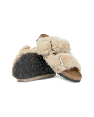 Birkenstock Kids ファー付きバックルフリップフロップス - サムネイル2