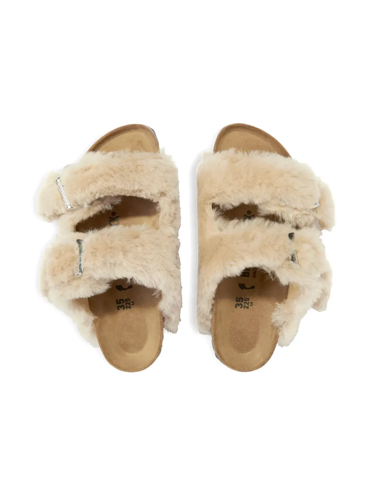 Birkenstock Kids ファー付きバックルフリップフロップス - 画像3
