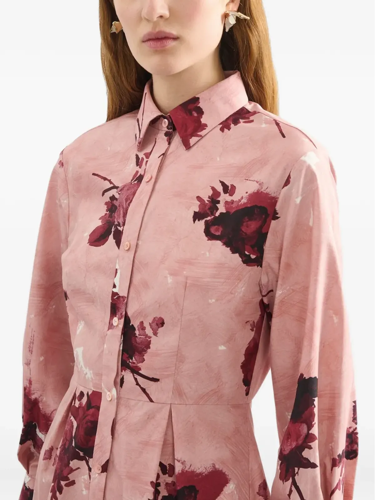 ERDEM 花柄プリント シャツドレス - ピンク - 画像4