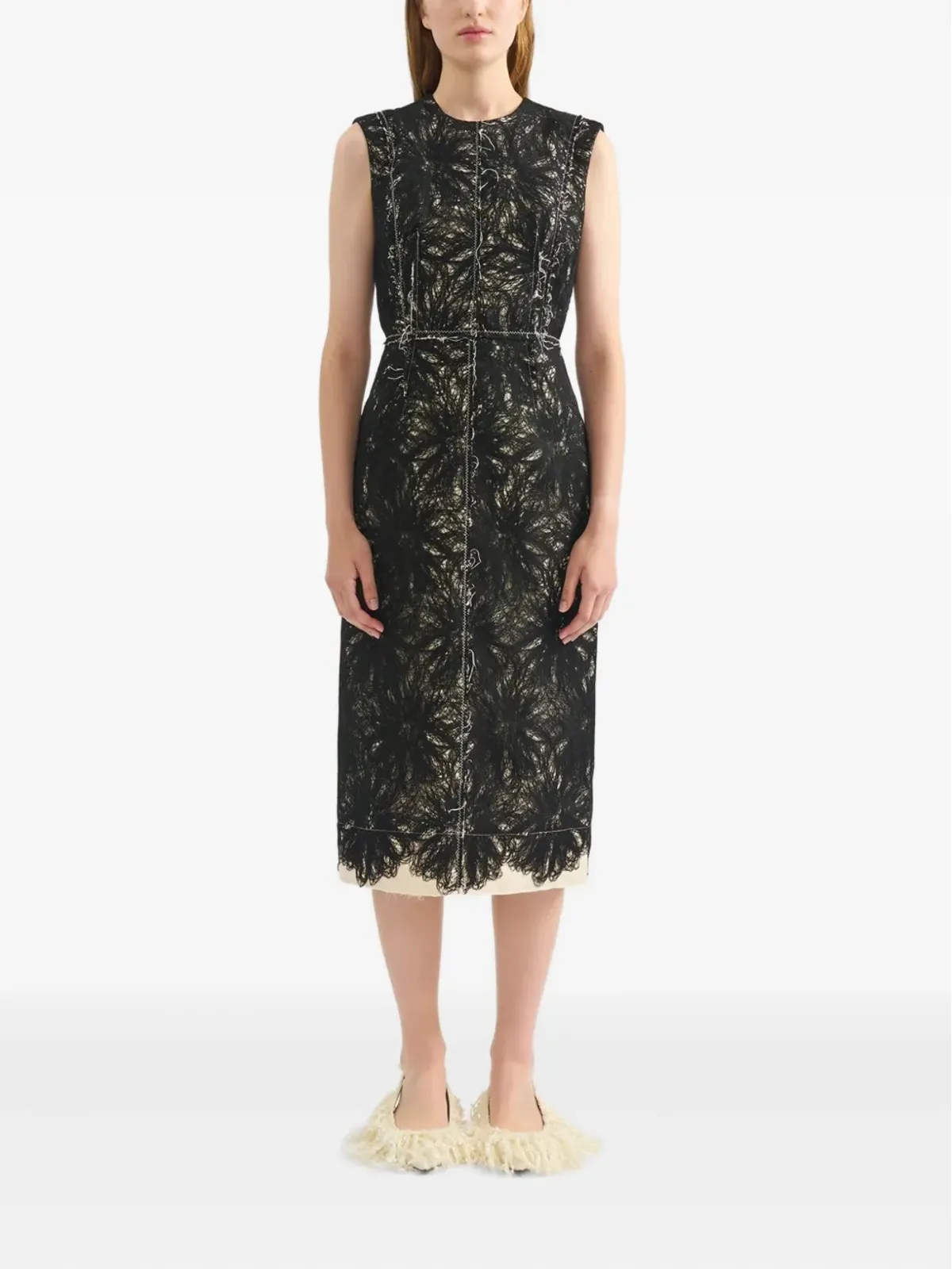 ERDEM レーストリムノースリーブドレス - 画像2