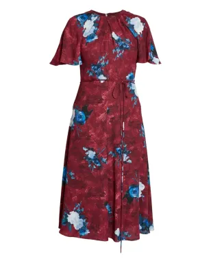 ERDEM 花柄プリントの半袖ドレス - レッド - サムネイル1
