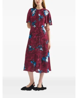 ERDEM 花柄プリントの半袖ドレス - レッド - サムネイル2