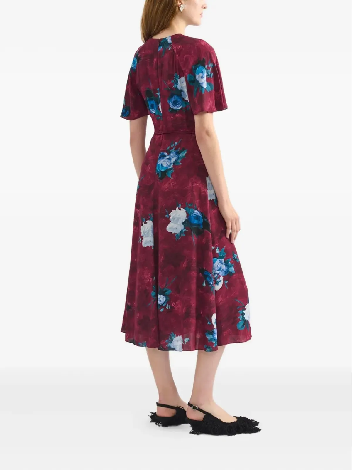ERDEM 花柄プリントの半袖ドレス - レッド - 画像3