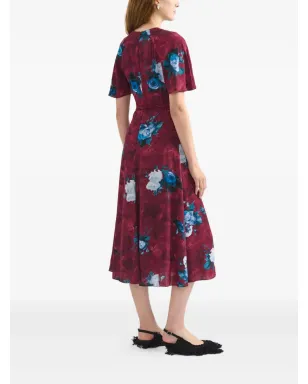 ERDEM 花柄プリントの半袖ドレス - レッド - サムネイル3