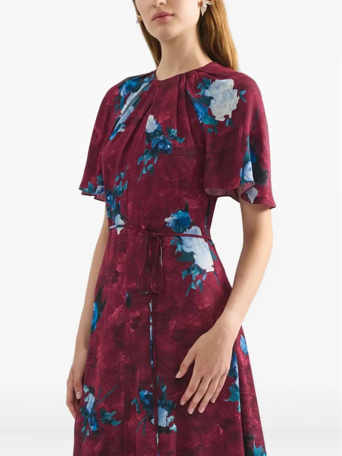 ERDEM 花柄プリントの半袖ドレス - レッド - 画像4
