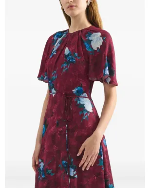 ERDEM 花柄プリントの半袖ドレス - レッド - サムネイル4