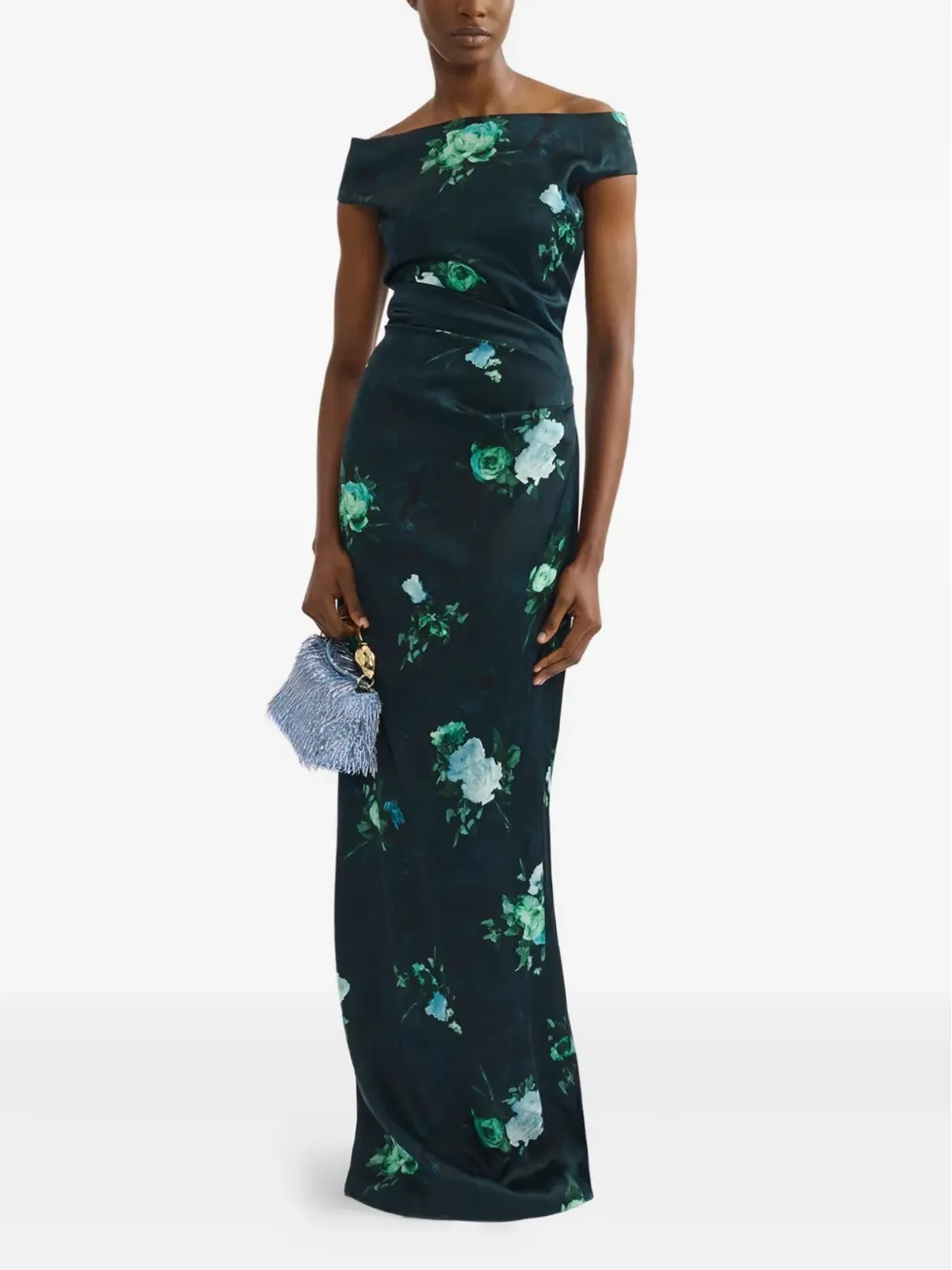 ERDEM 花柄プリント オフショルダー ガウン - Blue - 画像2