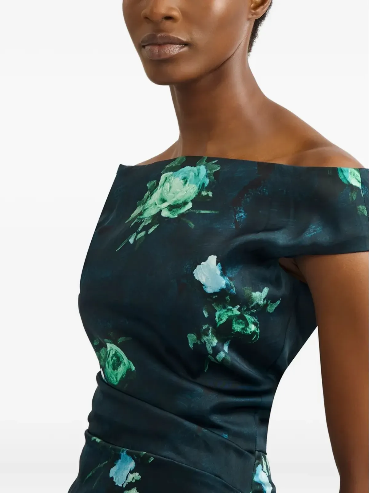ERDEM 花柄プリント オフショルダー ガウン - Blue - 画像4