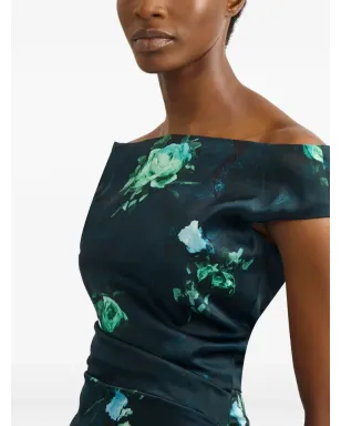 ERDEM 花柄プリント オフショルダー ガウン - Blue - サムネイル4