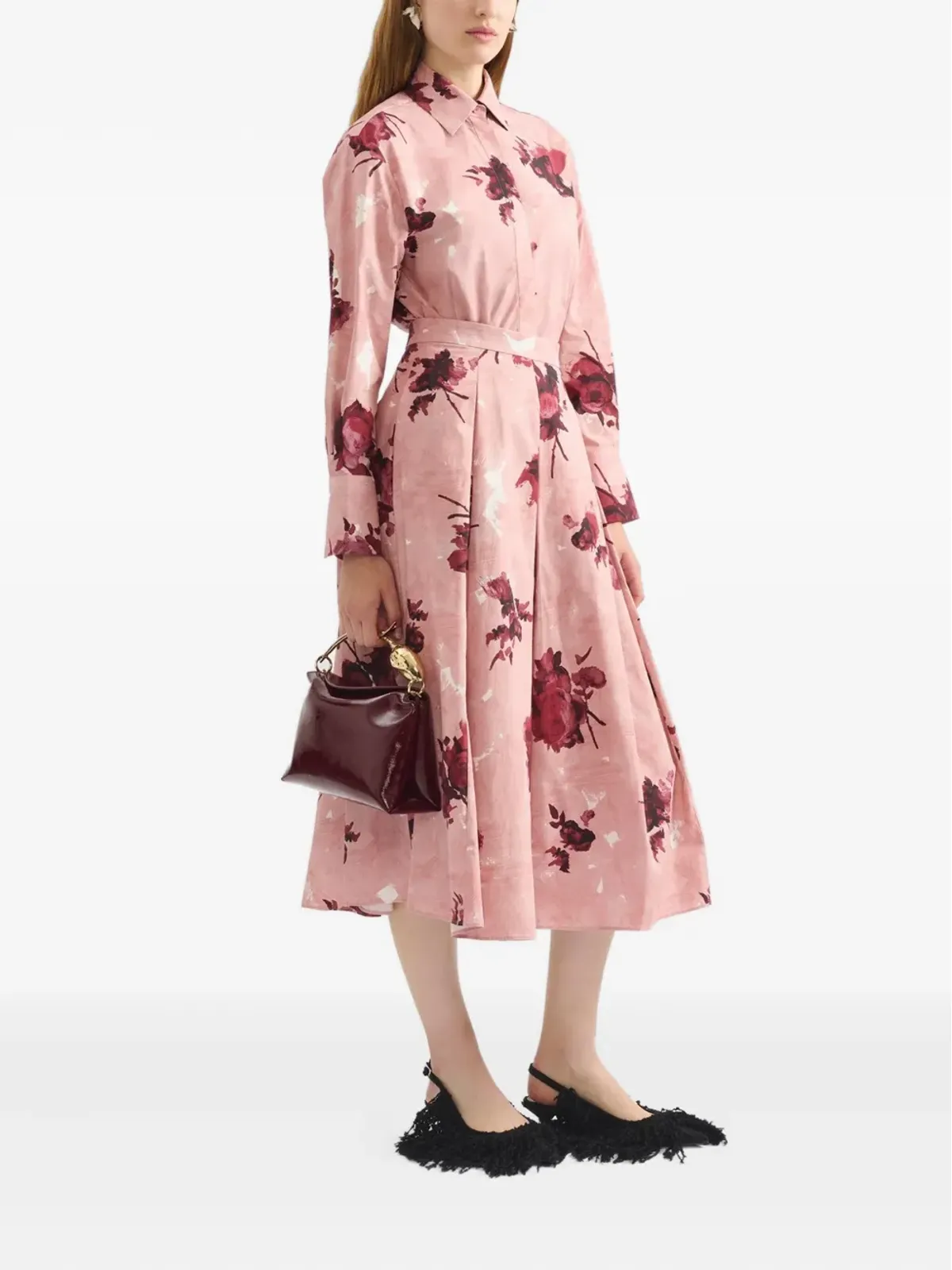 ERDEM ローズプリント長袖シャツ - 画像2