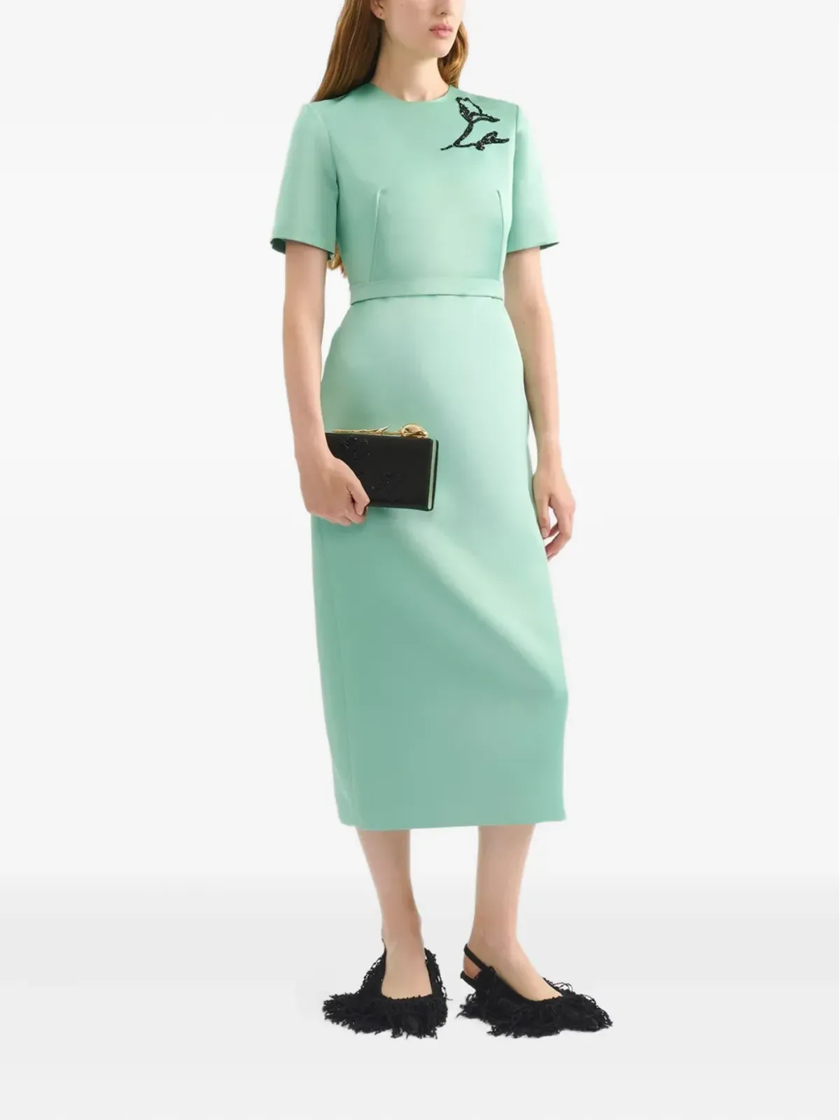 ERDEM ビーズアップリケ付きショートスリーブドレス - 画像3