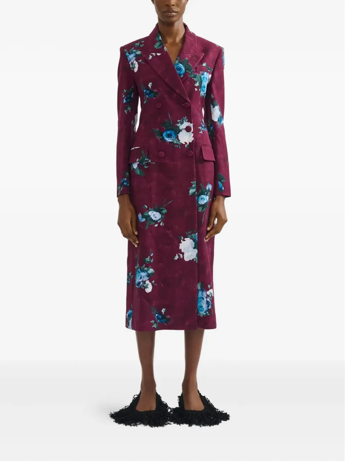ERDEM フローラルプリント ダブルブレストコート - 画像2