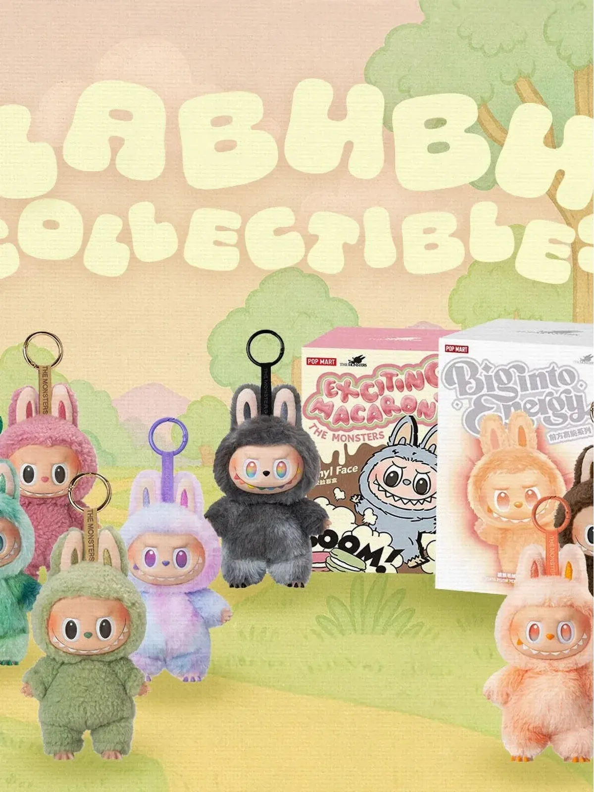 Pop Mart Labubu plush keyring (set of six) - Green - 画像2