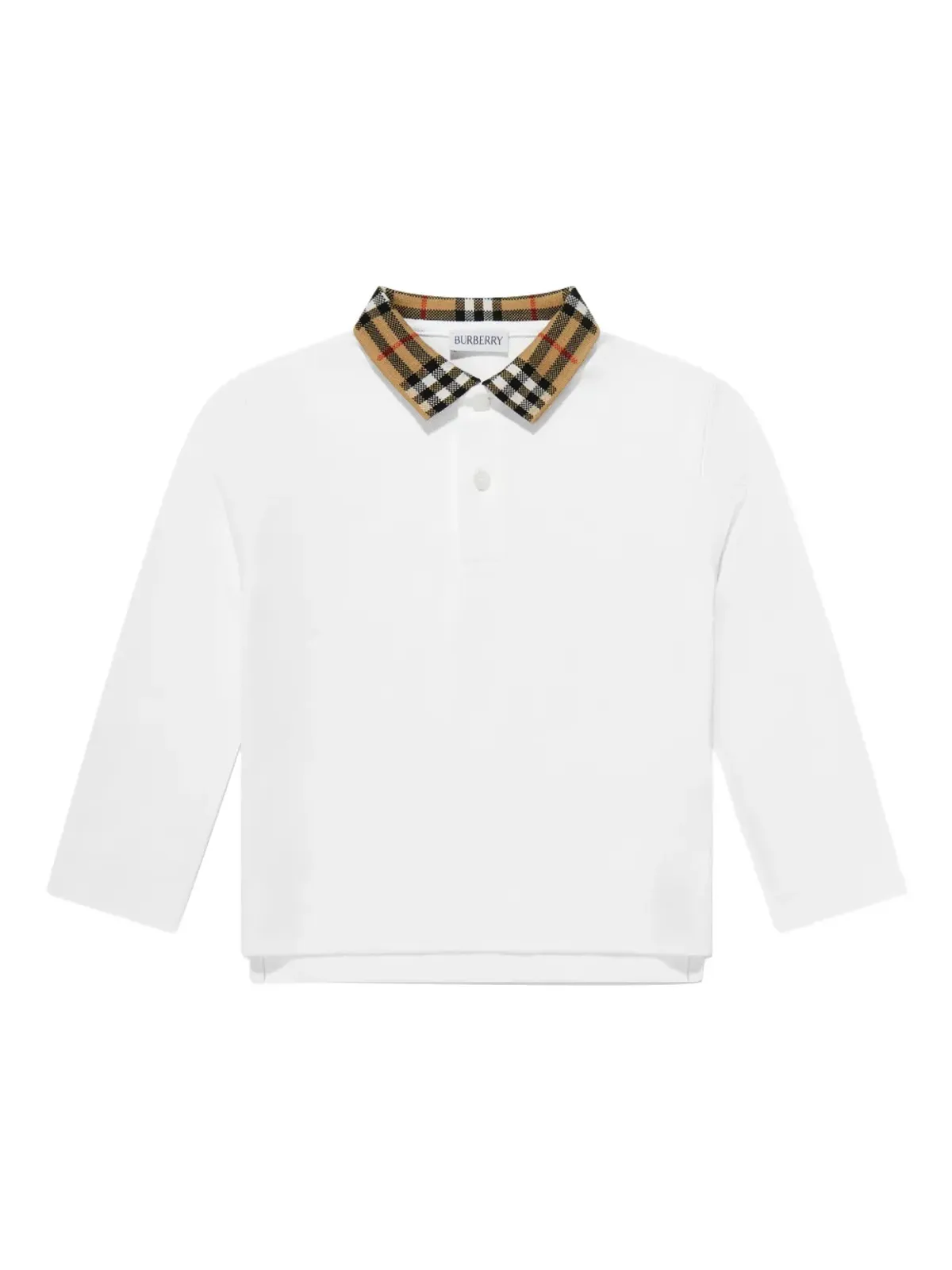 Burberry Kids checked-collar polo shirt - White - 画像1