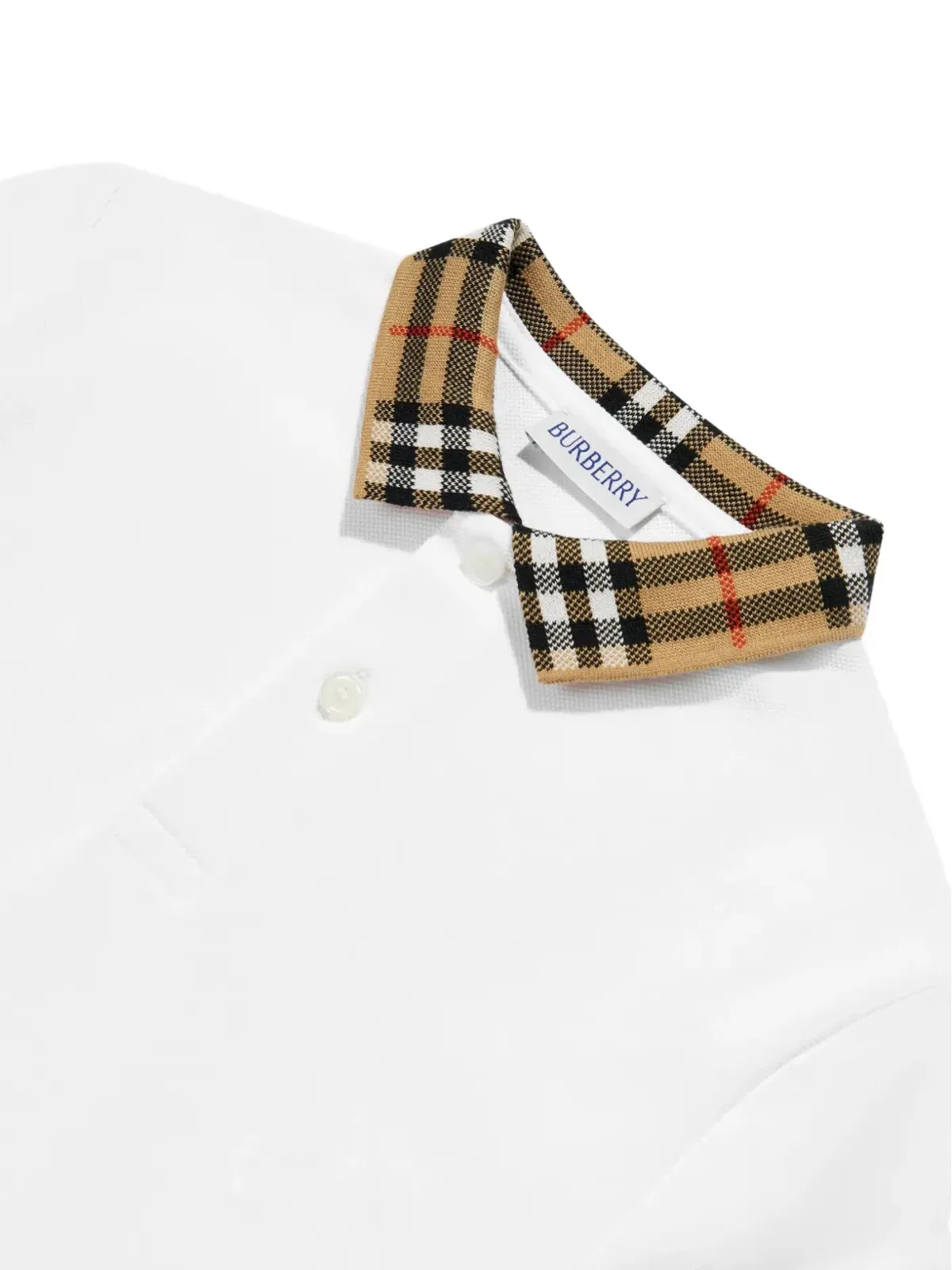 Burberry Kids checked-collar polo shirt - White - 画像4