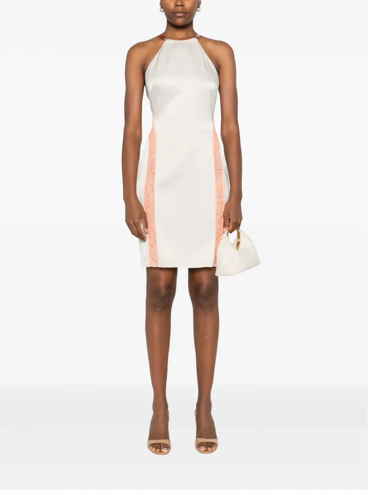 Gemy Maalouf lace-insert halterneck dress - White - 画像2
