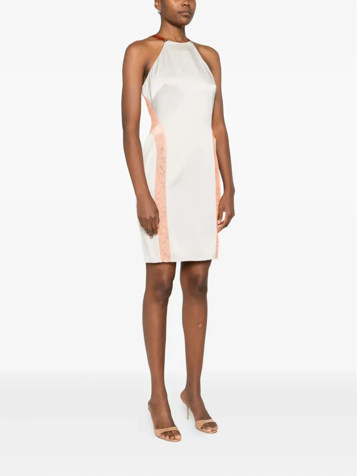 Gemy Maalouf lace-insert halterneck dress - White - 画像3