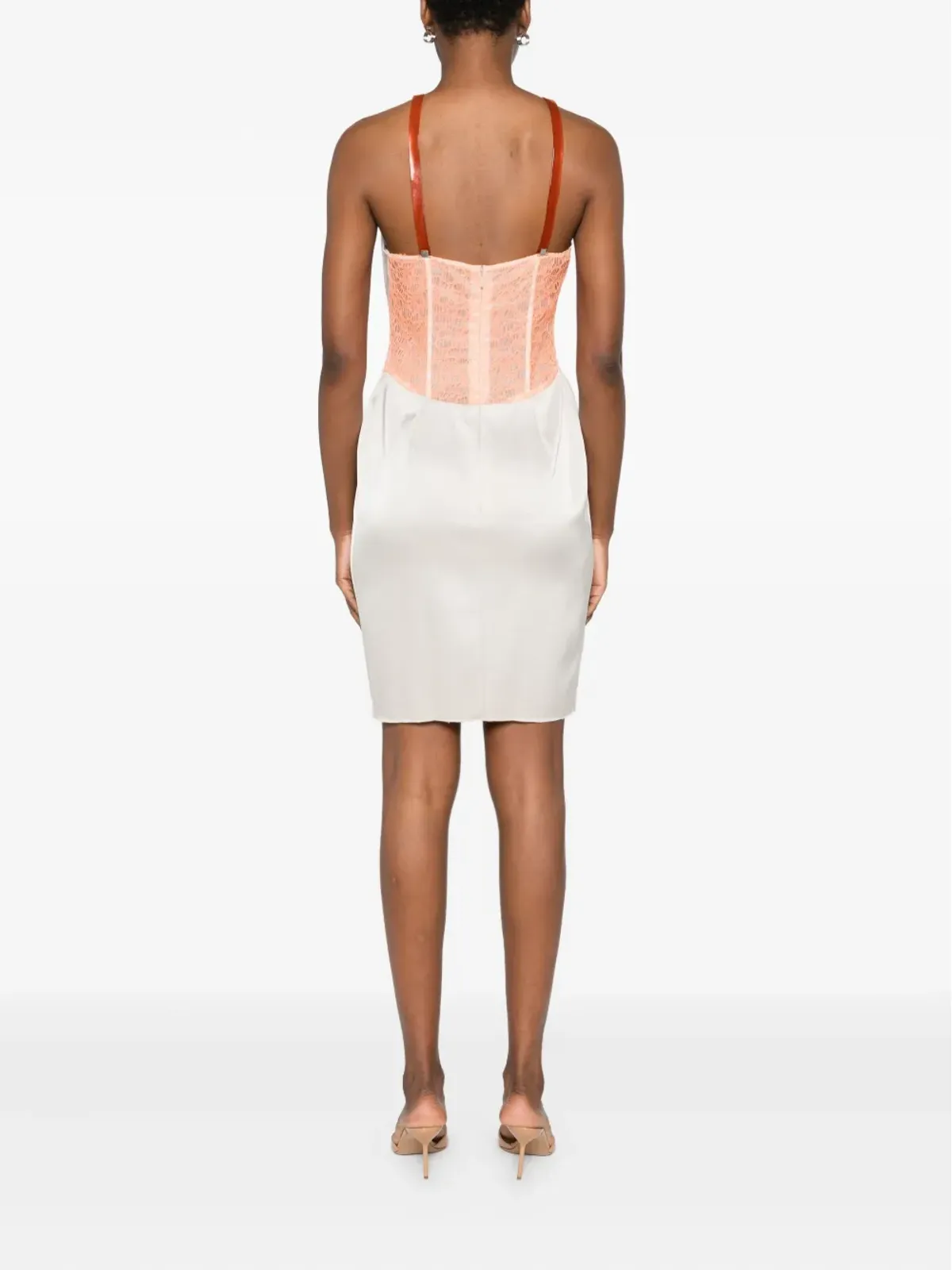 Gemy Maalouf lace-insert halterneck dress - White - 画像4