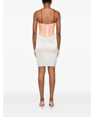 Gemy Maalouf lace-insert halterneck dress - White - サムネイル4