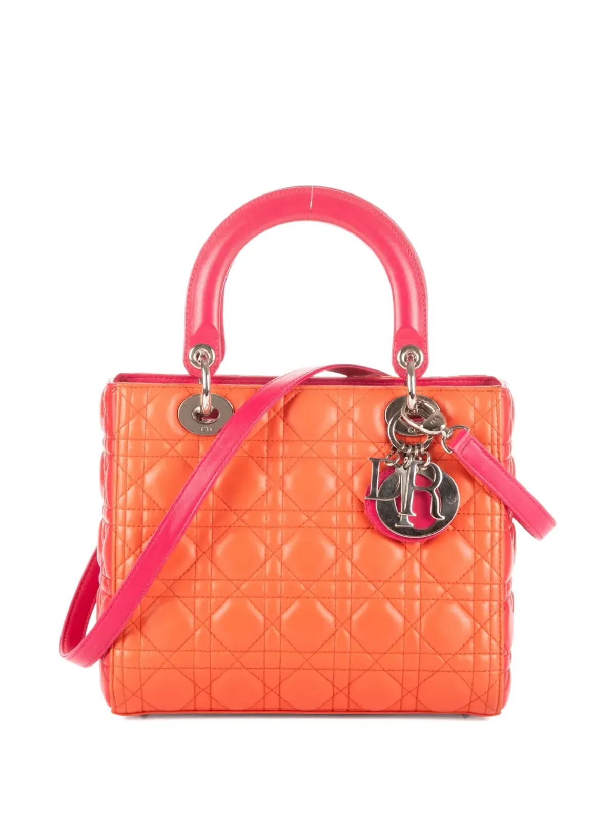 Christian Dior ビンテージ キルティング トップハンドル トートバッグ - オレンジ - 画像2
