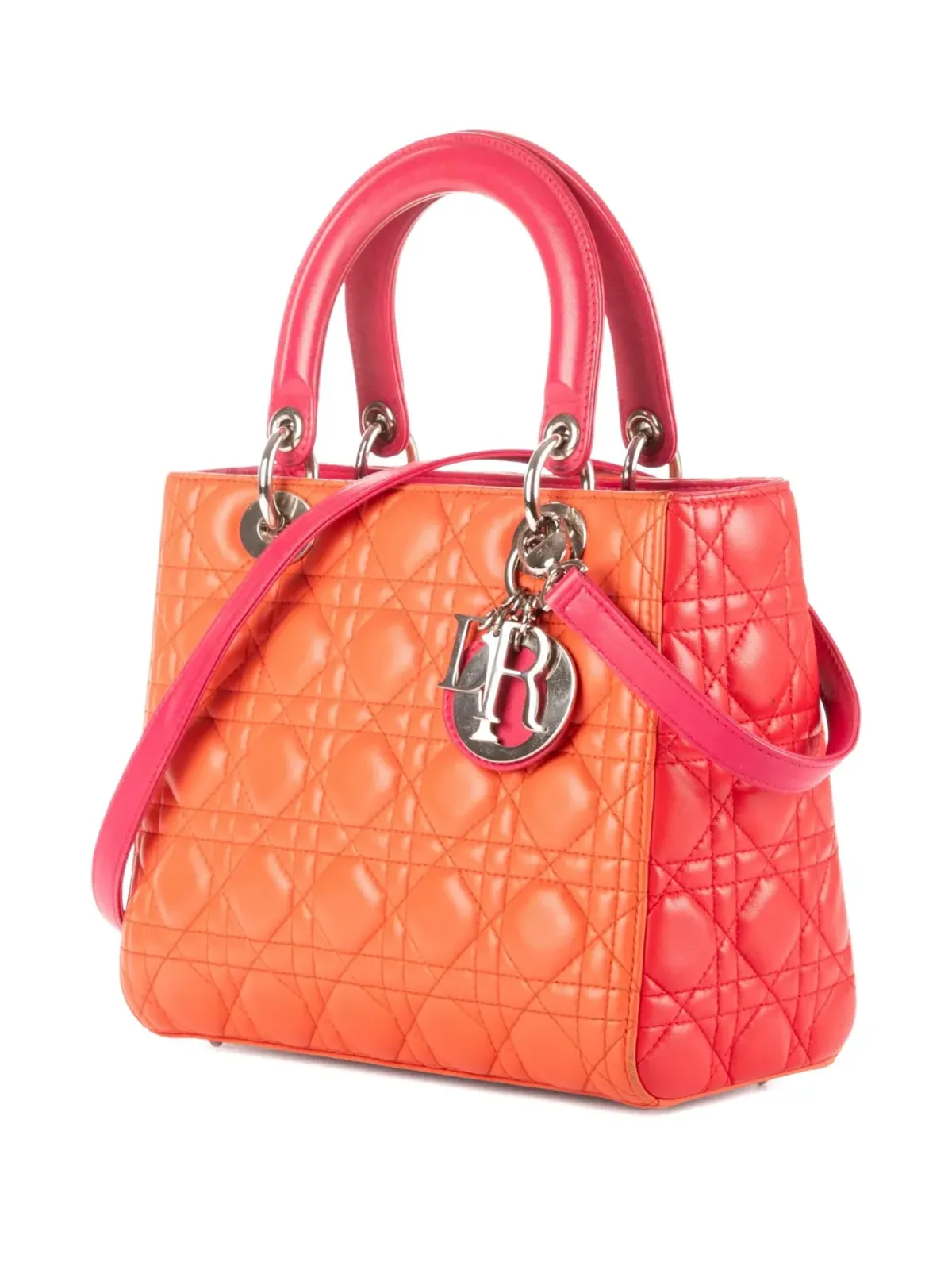 Christian Dior ビンテージ キルティング トップハンドル トートバッグ - オレンジ - 画像3
