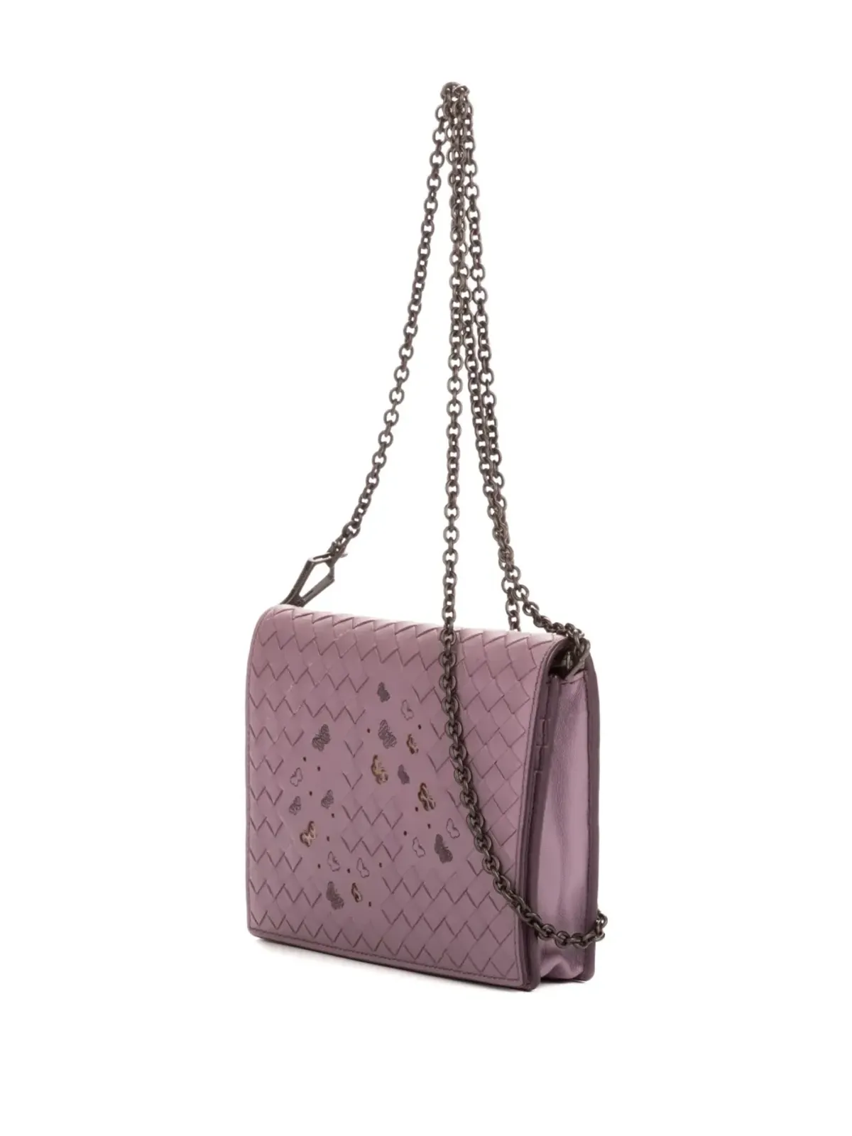 Bottega Veneta Pre-Owned 蝶モチーフ ウェーブ織チェーンバッグ 紫 - 画像3