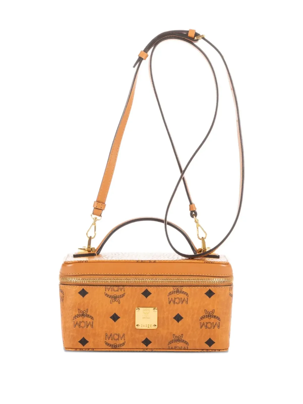 MCM ビンテージ ロゴプリント トップハンドルバッグ（ブラウン） - 画像5