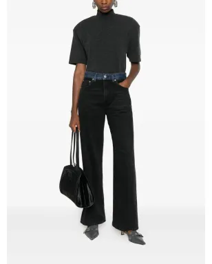 6397 contrast-waistband jeans - Black - サムネイル2