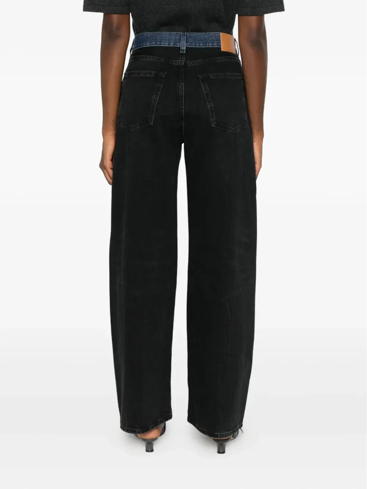 6397 contrast-waistband jeans - Black - 画像4